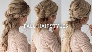 3 EASY FALL HAIRSTYLES 🍁 Perfect for medium  long hair lengths [upl. by Brennan345]