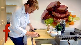 Gordon Ramsays Venison With A Red Wine amp Chocolate Sauce Recipe [upl. by Aerona]