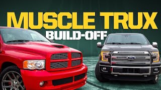 Muscle Trux BuildOff Ford F150 EcoBoost vs Dodge Ram SRT10 [upl. by Naihr628]