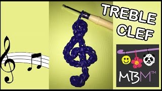 Rainbow Loom Band Treble Clef Charm  Tutorial [upl. by Barth]