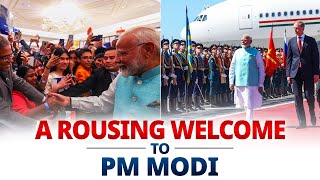 PM Modi gets a roaring welcome in Moscow Russia [upl. by Anoniw]