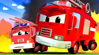 Kids Car Cartoon  the FIRETRUCK and Baby are Putting out a FIRE at School Cartoon for kids [upl. by Litch]