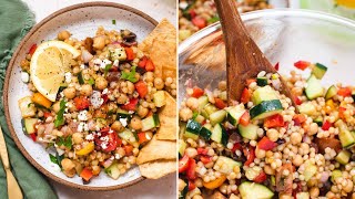 Balsamic Pearl Couscous Salad  easy vegetarian lunch [upl. by Elockcin]