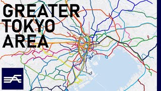 Every Operating Railway System in Greater Tokyo Area geographic map [upl. by Reggis]