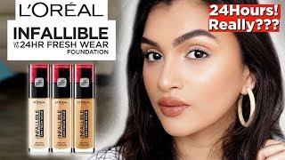 Loreal Infallible FRESH WEAR Foundation  FULL DAY Wear Test  BeautiCo [upl. by Shotton]