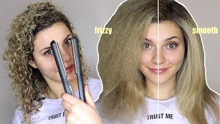 HOW TO STRAIGHTEN CURLY HAIR WITHOUT FRIZZ [upl. by Thea899]