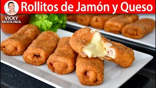 ROLLITOS DE JAMÓN Y QUESO  Vicky Receta Facil [upl. by Atteoj]