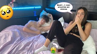 PERIOD PRANK ON BOYFRIEND cute reaction [upl. by Carrick]