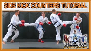 Taekwondo Side Kick Counters How to Defend and Counter  Van Roon Tutorial [upl. by Ellezaj]