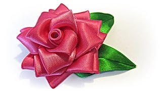 Como hacer una Rosa de cinta Ribbon rose [upl. by Yv874]