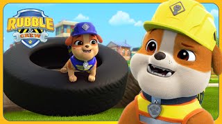 Rubble in Tire Trouble  Rubble amp Crew  Paw Patrol Cartoons for Kids [upl. by Llerot]