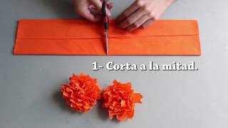 Cómo hacer una flor de cempasúchil de papel crepé [upl. by Arten651]