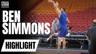 Ben Simmons 3POINT SHOT COMING Works on Corner 3Pointer in PreGame Warm Up [upl. by Allrud]