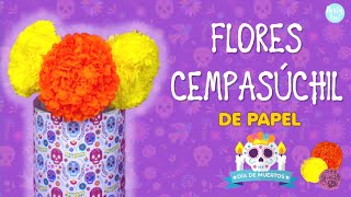 Como hacer Flores de Cempasúchil con Papel china o crepé 🏵  Día de muertos🕯 Partypop DIY🎉 [upl. by Curson250]