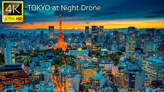 Tokyo Japan in 4K Drone at Night  Explore Tokyo at Night with 4K Drone Film [upl. by Eeluj]