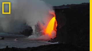 Spectacular Lava quotWaterfallquot Pours Into the Ocean  National Geographic [upl. by Guimar]