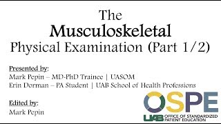 The Musculoskeletal Physical Examination Part 1  Upper Extremity [upl. by Heman561]