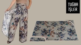 Very Easy Wrap Trouser Cutting and Sewing  Tuğba İşler [upl. by Imhsar]