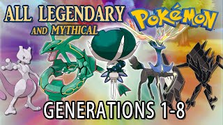 All Legendary and Mythical Pokémon  All Generations 18 [upl. by Aramahs]