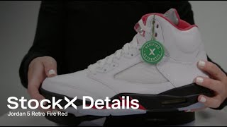 A Close Up Look at the Air Jordan 5 “Fire Red”  Details  StockX [upl. by Nuahsyt]