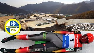 Luge POV Ladies start at YanQing Sliding Center new Olympic track in China [upl. by Hershell]