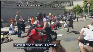 Motorcyclist Detained After Riding Through San Francisco Heathcare Protest [upl. by Oderfodog]