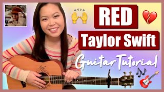 quotRedquot  Taylor Swift EASY Guitar Tutorial ChordsStrummingPickingCover [upl. by Judah48]