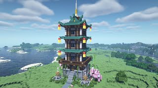 Minecraft Tutorial  How to Build a Japanese Pagoda 44 [upl. by Maleen]