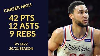 Ben Simmons Career High 42 Pts 12 Asts 9 Rebs Highlights vs Utah Jazz  NBA 2021 Season [upl. by Shelden]