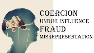 Coercion Undue Influence Fraud Misrepresentation  Indian Contract Act 1872  Law Guru [upl. by Desireah]