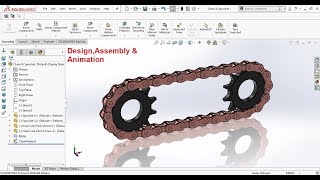 Solidworks tutorial Chain and Sprocket Animation with Design and Assembly [upl. by Ardme]