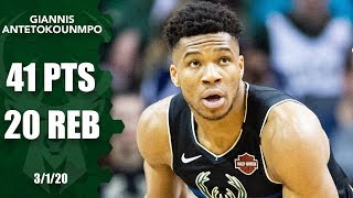 Giannis Antetokounmpo drops 41 points and 20 rebounds in Bucks vs Hornets  201920 NBA Highlights [upl. by Susan]