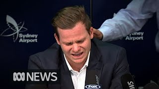 Steve Smith breaks down during ball tampering press conference  ABC News [upl. by Sussman]