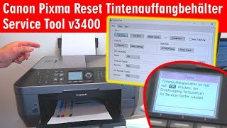 Canon Pixma druckt nicht  Tintenauffangbehälter Resttintentank voll  Reset Service Tool 3400 [upl. by Regine823]