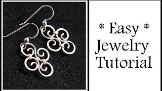 Easy Jewelry Tutorial Simple Swirl Earrings  Wire Wrapping for Beginners [upl. by Siubhan]