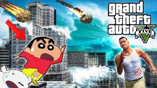 GTA 5  SHINCHAN and FRANKLIN surviving Tsunami and Meteoroid crash  HINDI [upl. by Babara399]