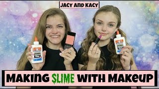 Making Slime With Makeup Challenge  Jacy and Kacy [upl. by Ball]