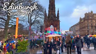 Edinburgh Scotland  Christmas Walking Tour 4K HDR 60fps [upl. by Silvester609]