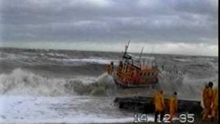 RNLI lifeboat launch in rough sea [upl. by Ladonna]