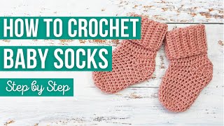 How to Crochet Baby Socks  Step by Step  Fast and Easy [upl. by Harpole]