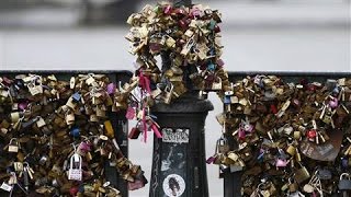 Love Locks Removed From Bridge in Paris [upl. by Nagey]