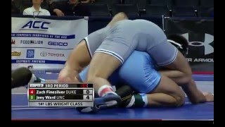 141lbs Zach Finesilver vs Joey Ward ACC Wrestling Championships [upl. by Aninaig442]