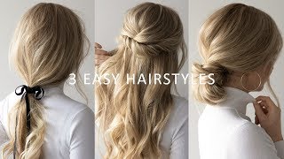 THREE 3 MINUTE EASY HAIRSTYLES 💕  2019 Hair Trends [upl. by Ahsert]