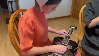 Angel Band gospel music videos from The Brandenberger Family featuring Melanies resonator guitar [upl. by Harahs820]