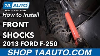 How to Replace Front Shocks 1116 Ford F250 [upl. by Mongeau512]