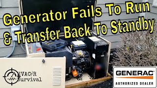 Generac Generator Fails To Run amp Transfer Back To Standby GeneratorFailure [upl. by Oderf744]