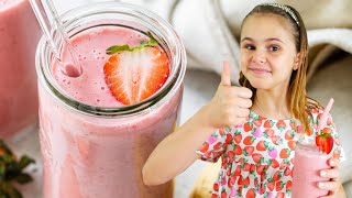 STRAWBERRY BANANA SMOOTHIE  just 4ingredients [upl. by Leiahtan]