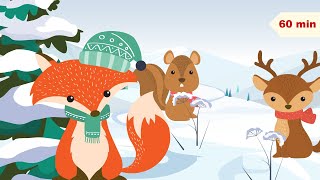 Winter Animals and Relaxing Music for Kids  Fox Bear Rabbit raccoon  Lullaby for Kids amp Babies [upl. by Laurita]