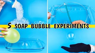 5 Soap Bubble Experiments to do at home and Bubble mixture recipe [upl. by Swinton95]