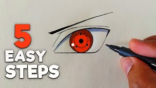 How To Draw The SHARINGAN Eye in Just 5 Easy Steps  ThreeTomoe Sharingan Tutorial [upl. by Jennilee]